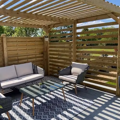 Buttercup Farm Wood Shade Pergola in Green and Brown, W: 360 cm, D: 240 cm, H: 270 cm – 3