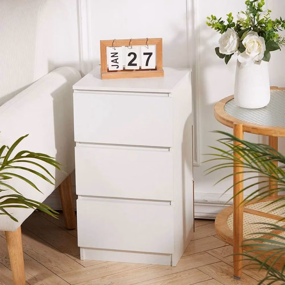 SPETLEK Bedside Storage Cabinet in White Matt MDF and Wood – 2