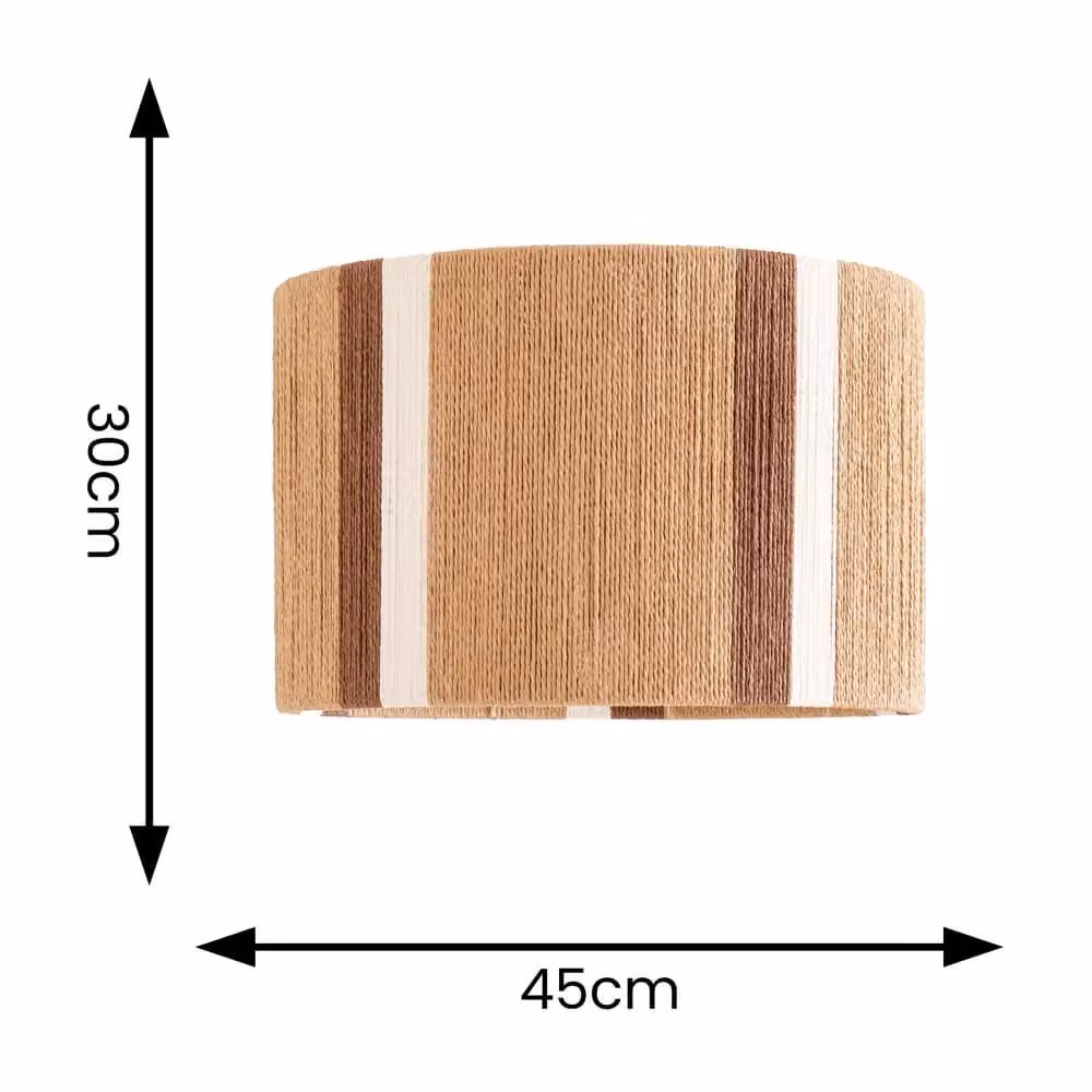 ValueLights Erica Natural Rattan Stripe Drum Ceiling Pendant Lamp Shade, Sand, W: 45 cm, D: 45 cm, H: 30 cm – 5