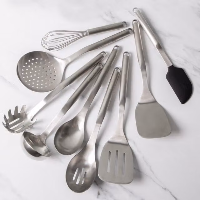 KitchenAid 9-Piece Stainless Steel Utensil Set, Silver, Heat Resistant to 260C