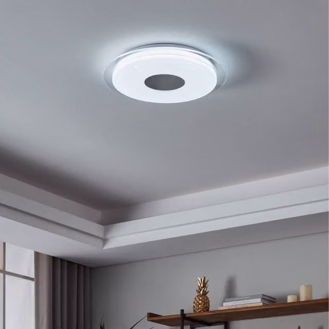 Eglo Lanciano LED Smart Ceiling Light in White with Crystal Effect Finish