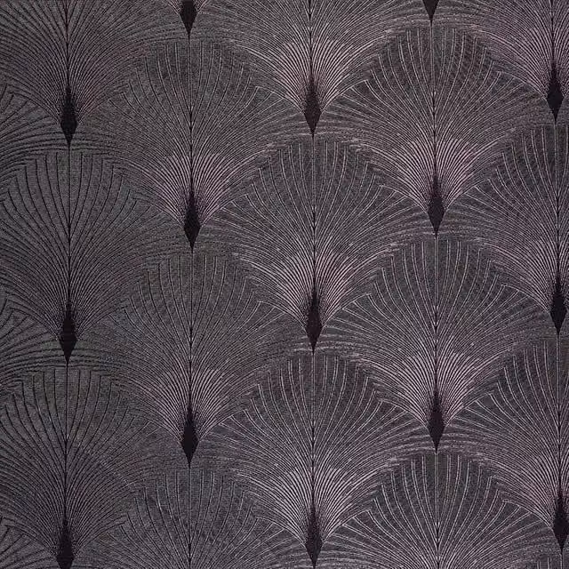 Fibre Naturelle New York Albany Grey Graphic Art Deco Chenille Fabric