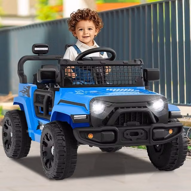 Costway Kids Electric Ride on Truck Car with Remote Control and Light and Sound Effects, Blue
