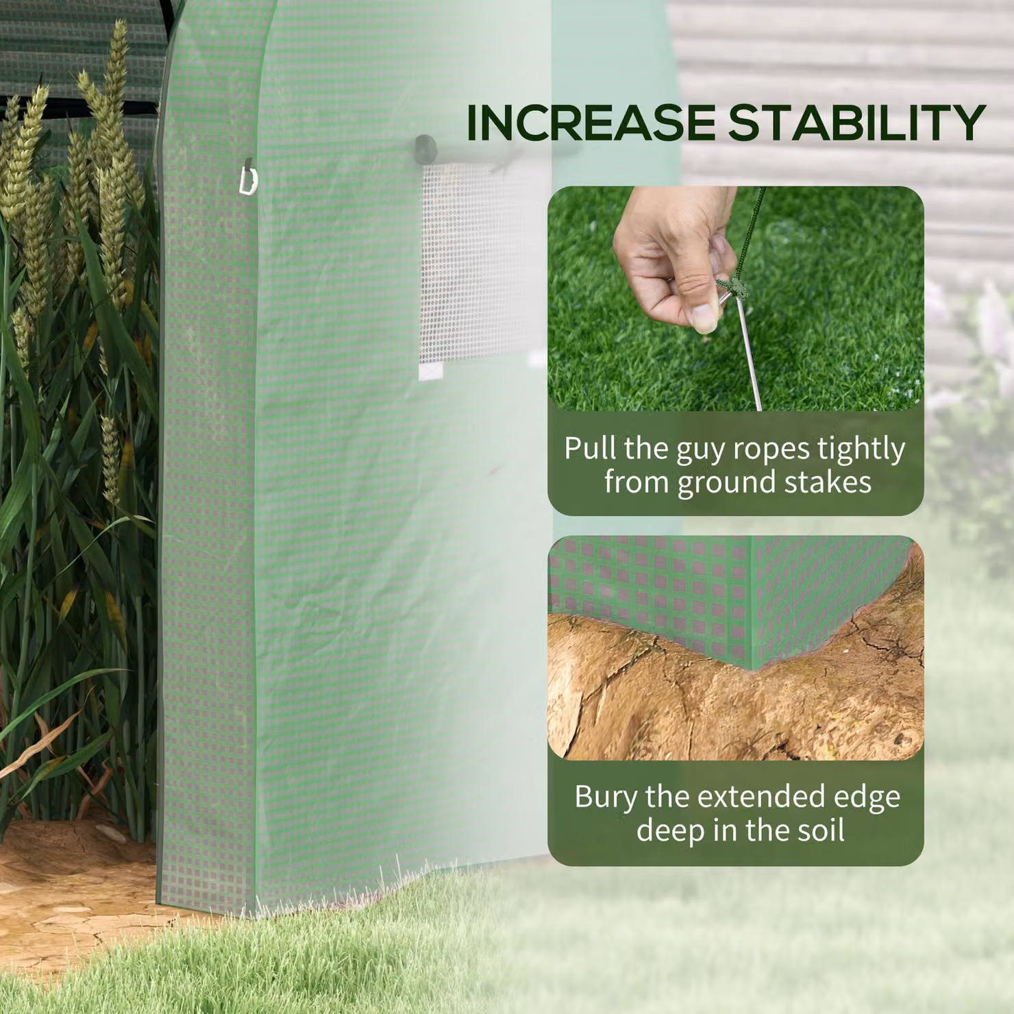 Outsunny Green Tomato Greenhouse with 2 Roll-up Doors and 4 Mesh Windows, Green, W/D/H: 185 x 94 x 150 cm – 4