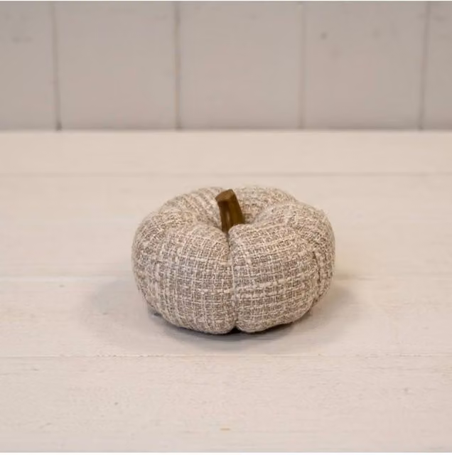 KDMD Grey Rustic Fabric Pumpkin Tabletop Decoration for Autumn and Halloween
