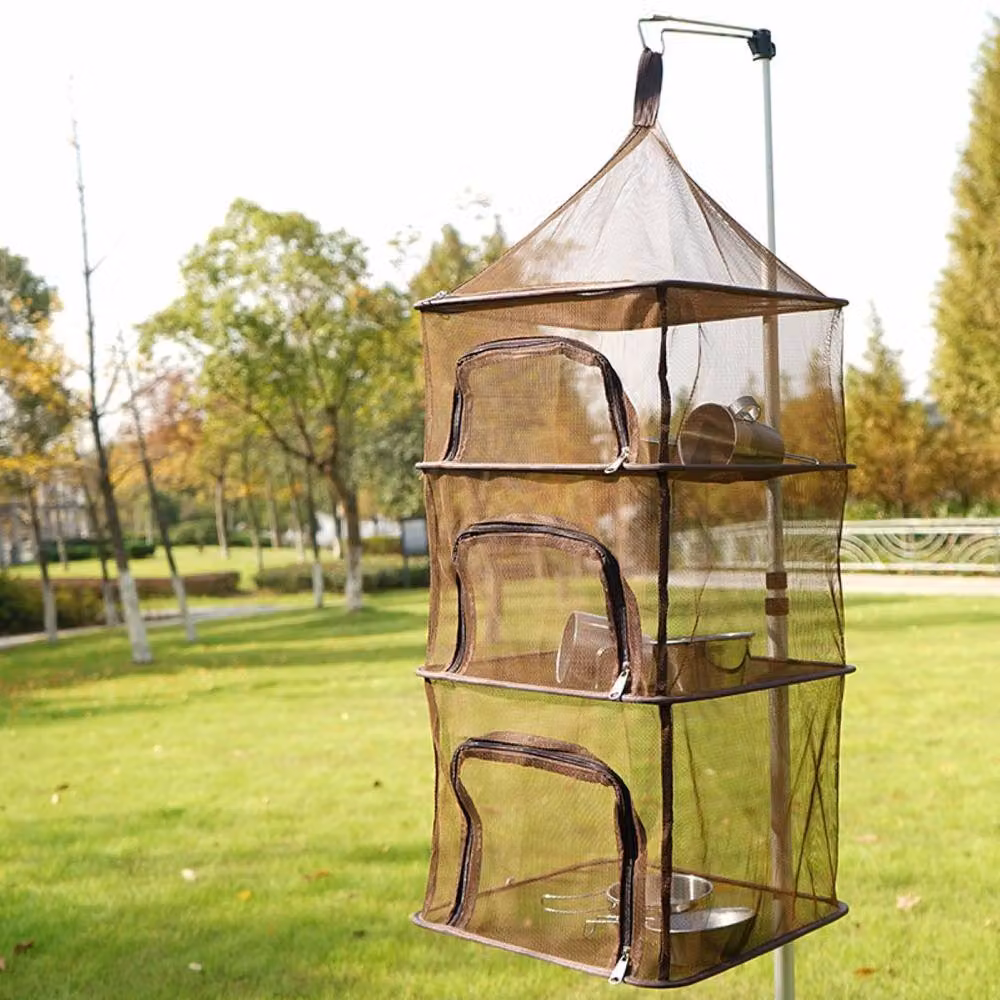Quipulse Outdoor Folding 4-Layer Multi-Functional Drying Net in Beige – 2