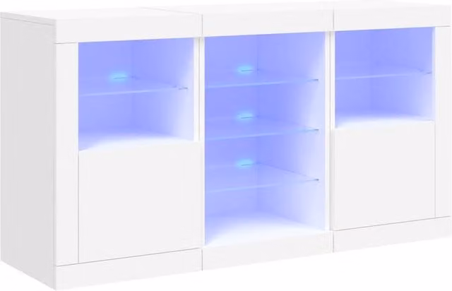 Berkfield Home Modern Glossy White Sideboard with Integrated LED Lights, W/D/H: 123 x 37 x 67 cm – 1