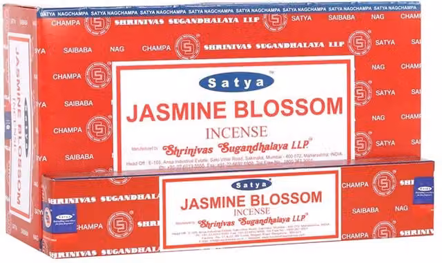 Satya Jasmine Blossom Floral Incense Sticks, 12 Pack Set, Red