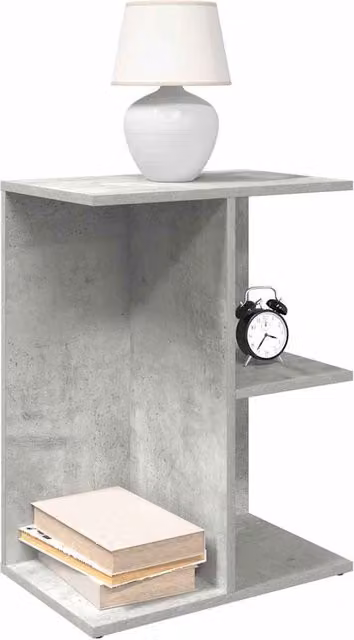 Berkfield Home Bedside Table in Concrete Grey, W: 46.5 cm, D: 29 cm, H: 61 cm – 1