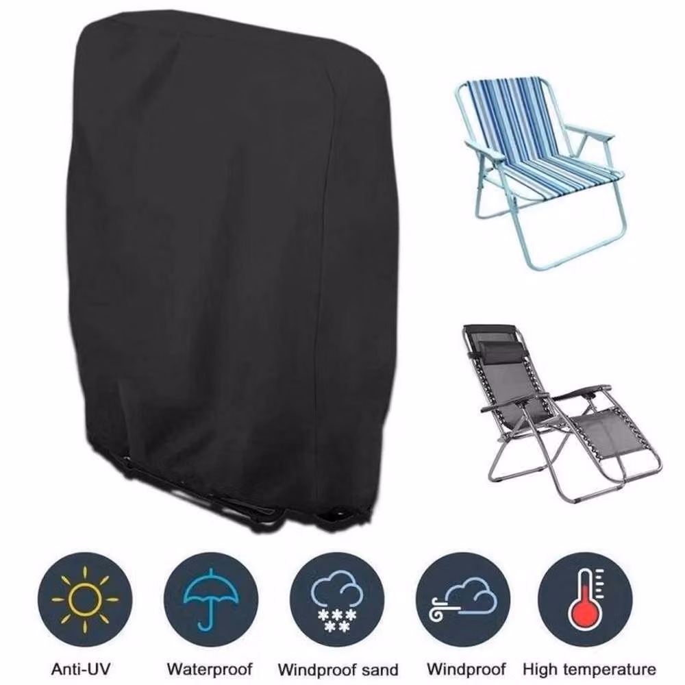 Kelvenix Black Water-Repellent Large Outdoor Garden Folding Reclining Chair Cover – 3