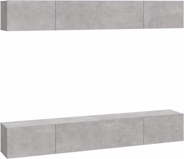 Berkfield Home Set of 4 Wall Mounted TV Cabinets in Concrete Grey, W/D/H: 100 x 30 x 30 cm – 1
