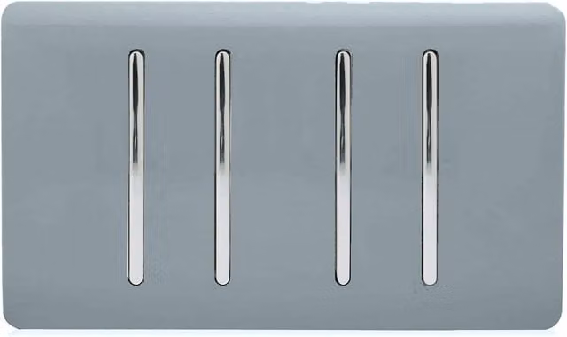 Trendi 4 Gang Flush Light Switch (1x 2 Way & 3x Intermediate) 10 Amp in Cool Grey