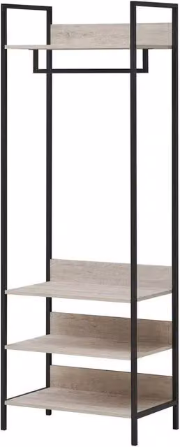KORVIXA Industrial Metal Clothes Rail and 4 Shelf Bedroom Storage Unit, Black, W/D/H: 100 x 100 x 100 cm – 1