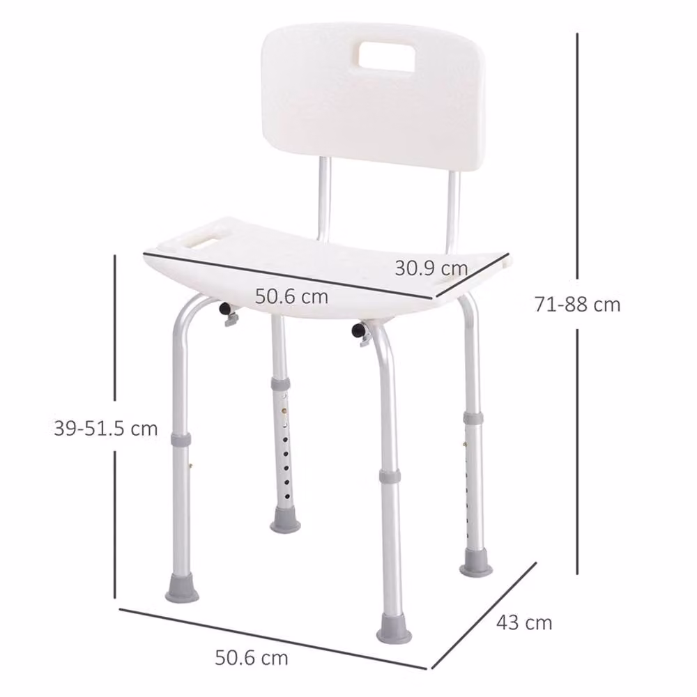 EONLION White Bath Chair Shower Stool with Height Adjustable Legs and Non-Slip Drainage Seat – 2
