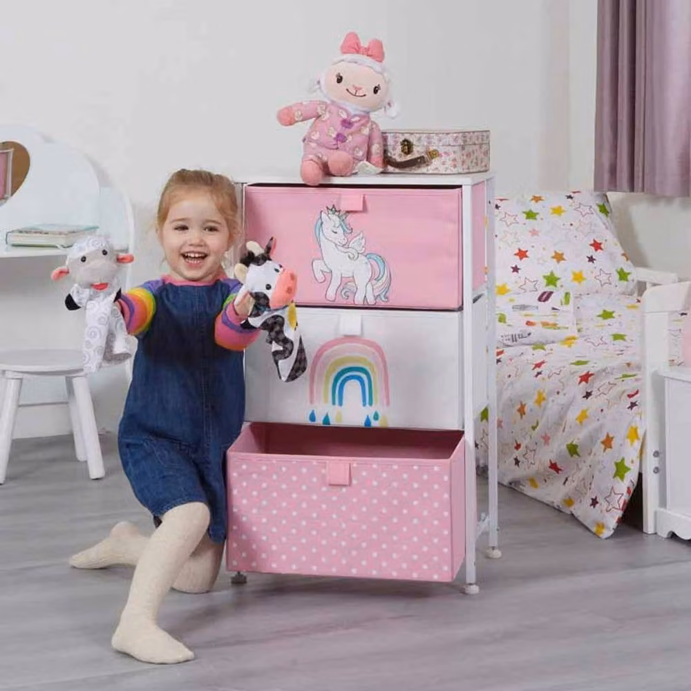Liberty House Toys Unicorn 3 Drawer Storage Chest in Pink and Multicolour, H: 73 cm, W: 45 cm, D: 30 cm – 2