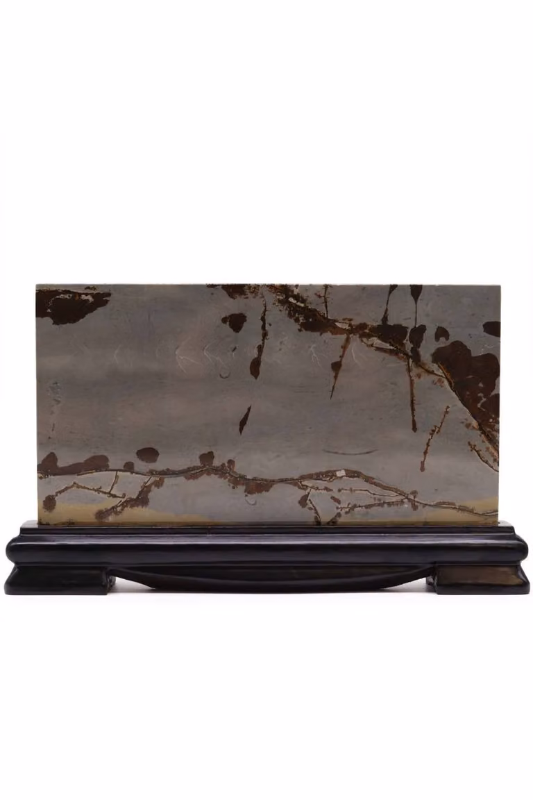 KDMD Guohua Picture Stone Large Landscape Natural Geology Art in Grey, W: 15.0 cm, H: 25.0 cm
