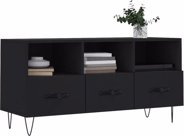 Berkfield Home Modern Black Matt TV Cabinet W/D/H: 102 x 36 x 50 cm