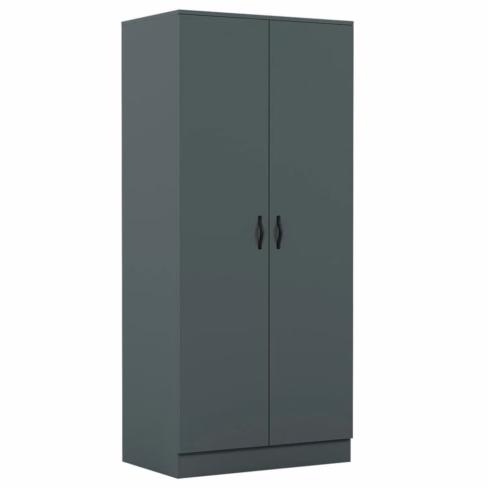 FORGEVIO Modern 2 Door Green Wardrobe with Hanging Rail – 3