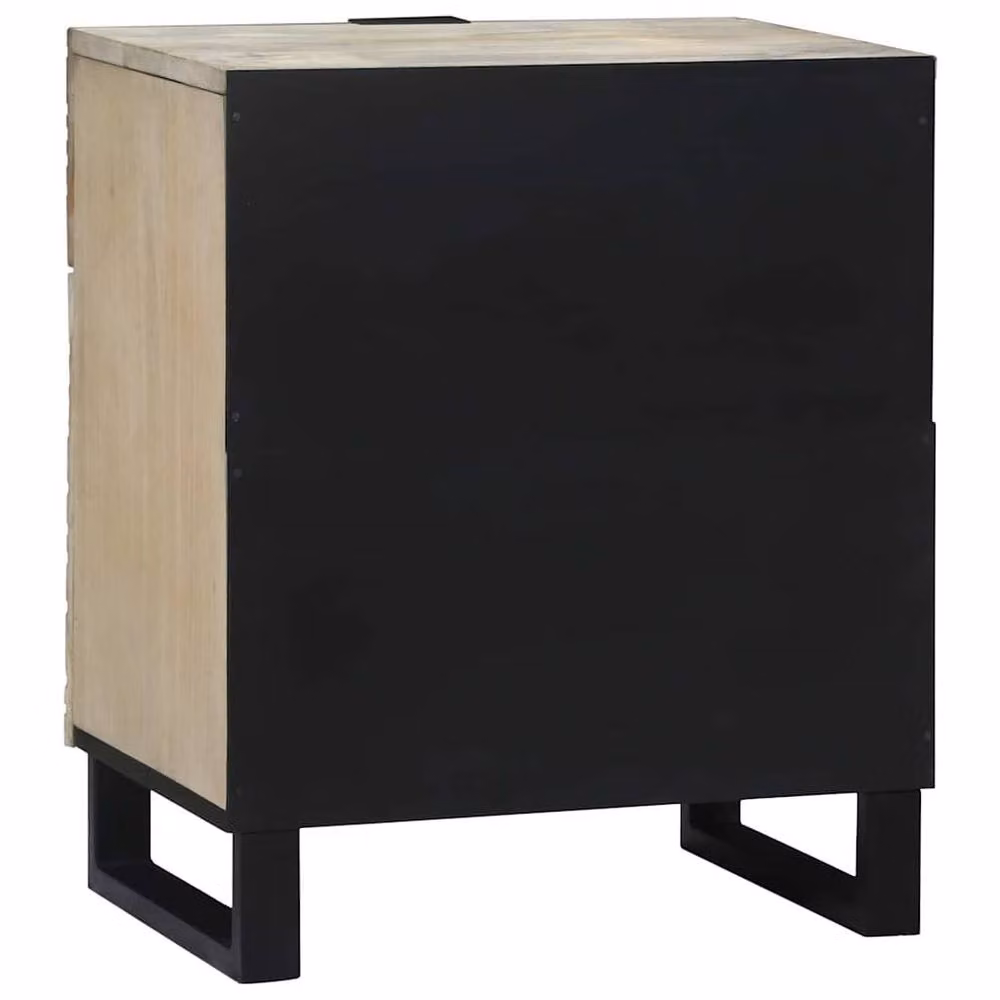 Berkfield Home Modern Bedside Table with Drawer in White and Black, W/D/H: 50 x 33 x 60 cm – 3