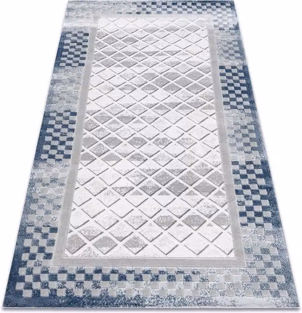 VALS Modern Diamond Pattern Rectangular Rug in Grey, W: 200 cm, D: 100 cm