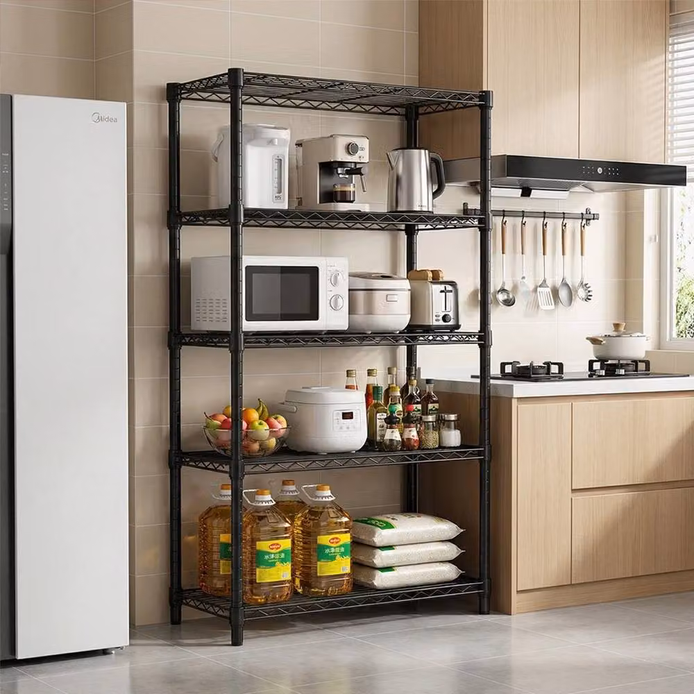 Ventryn 5-Tier Metal Utility Storage Shelving Unit in Black, W/D/H: 60.96 x 35.56 x 160.03 cm – 2
