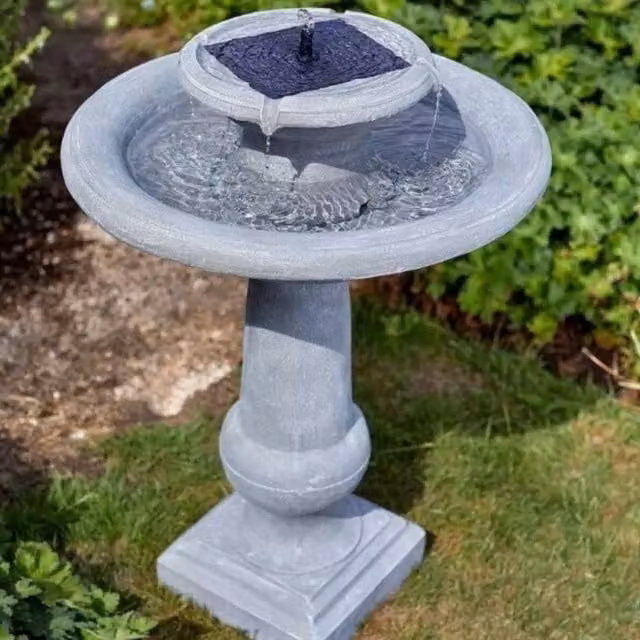 Garden Mile Grey Stone Effect Round Tabletop Water Fountain