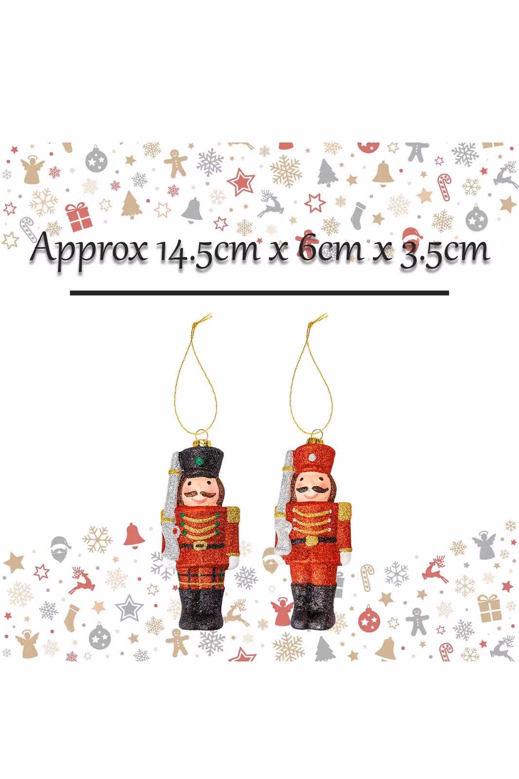 VFM e-Store Red Glitter Soldier Nutcracker Christmas Tree Hanging Ornament, H 14.5 x W 6 x D 3.5 cm – 2