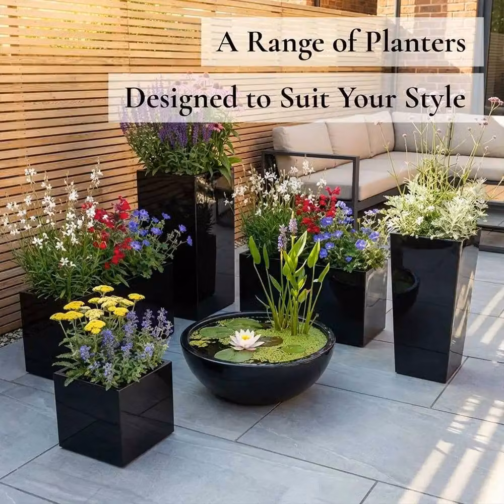 Access Garden Products Black Galvanised Steel Square Planter Tub 50 cm – 4