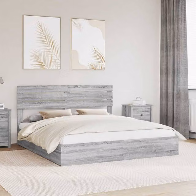 Berkfield Home Grey Sonoma Modern Storage Bed with Drawers, W/D/H: 200 x 200 cm, Engineered Wood – 1