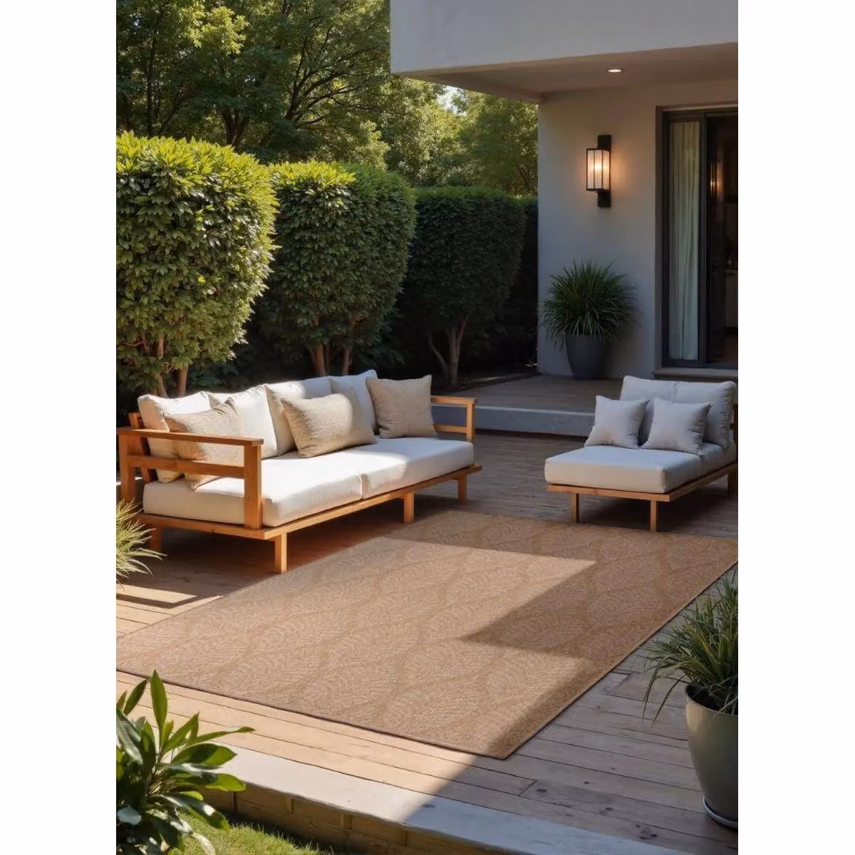 THE RUGS Liora Reversible Indoor Outdoor Trellis Flat Woven Rug in Beige and White, W/D: 120 x 170 cm – 3