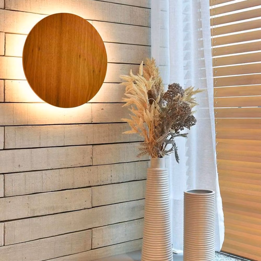 Netlighting Clean Flush Round LED Wall Lamp in Brown Teak Wood – 3