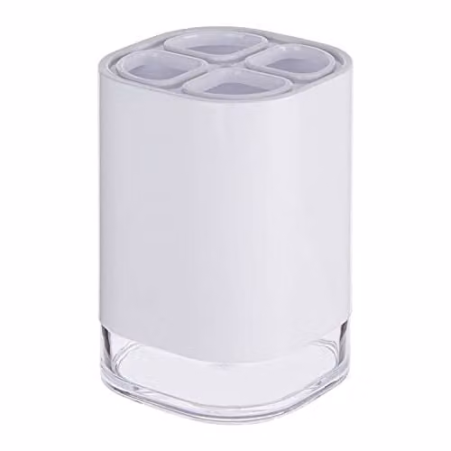 Orsina Ando White Acrylic Toothbrush Holder with Tumbler, W/D/H: 8 x 8 x 8 cm