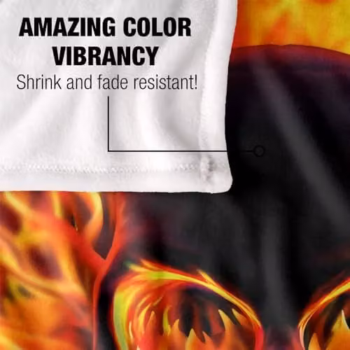 JQ Licensing Royce Mcclure Flaming Skull Silky Touch Super Soft Throw Blanket, White and Multicolour, W: 152 cm, D: 127 cm – 3