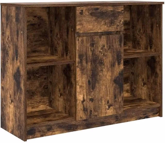 Berkfield Home Smoked Oak Sideboard with Drawer in Brown, W/D/H: 101 x 35 x 76 cm – 1