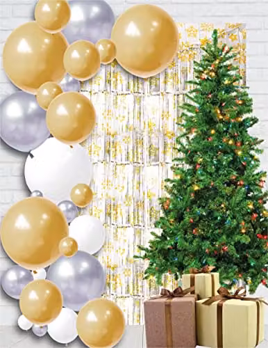 Netagon Yellow Shimmer Tinsel Curtain with Snowflake Design, W: 100 cm, H: 250 cm – 3