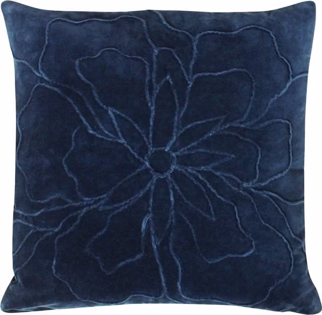 Make it a Home Angeles Floral Velvet Cushion in Navy Blue