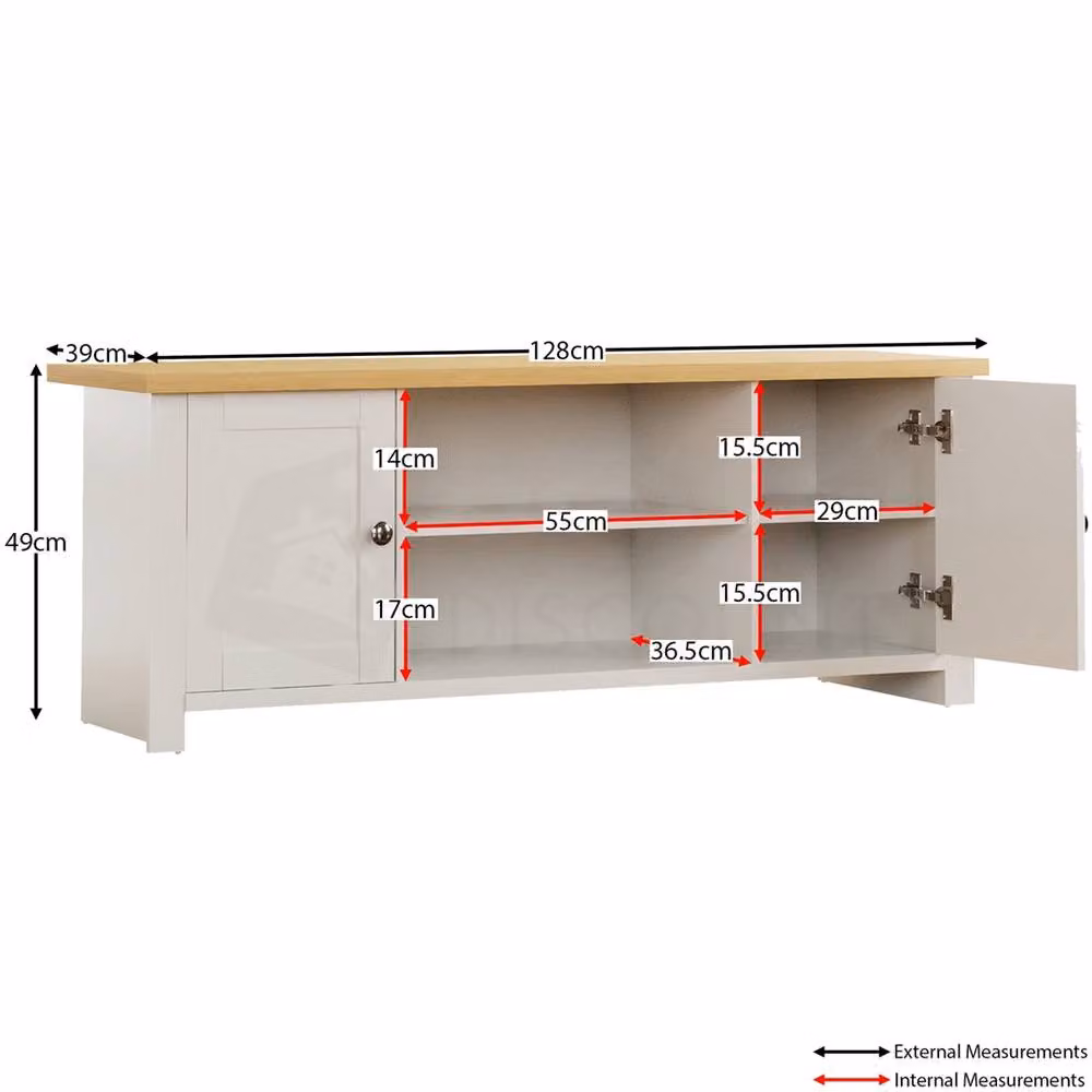 SPETLEK Scandinavian Style White Oak TV Cabinet Stand with 2 Doors – 2