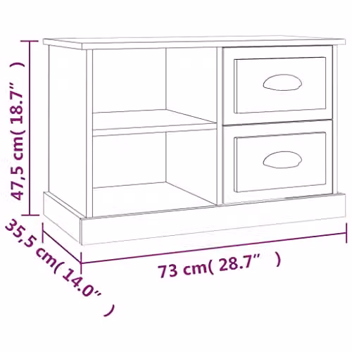 vidaXL TV Cabinet in Concrete Grey, W: 73 cm, D: 35.5 cm, H: 47.5 cm, Made of MDF – 3