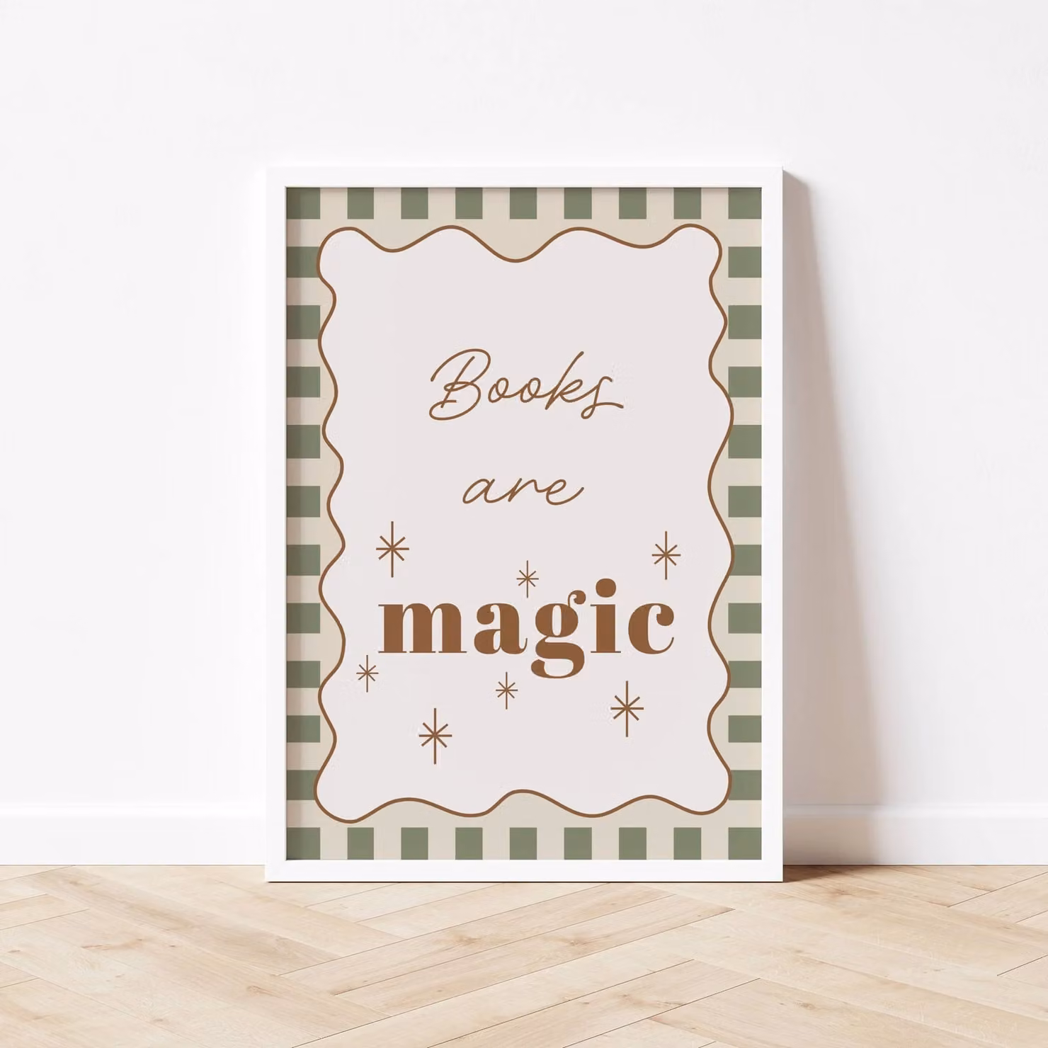 Autumns Corner Books Are Magic Checkerboard Paper Poster in Mustard and Yellow A4