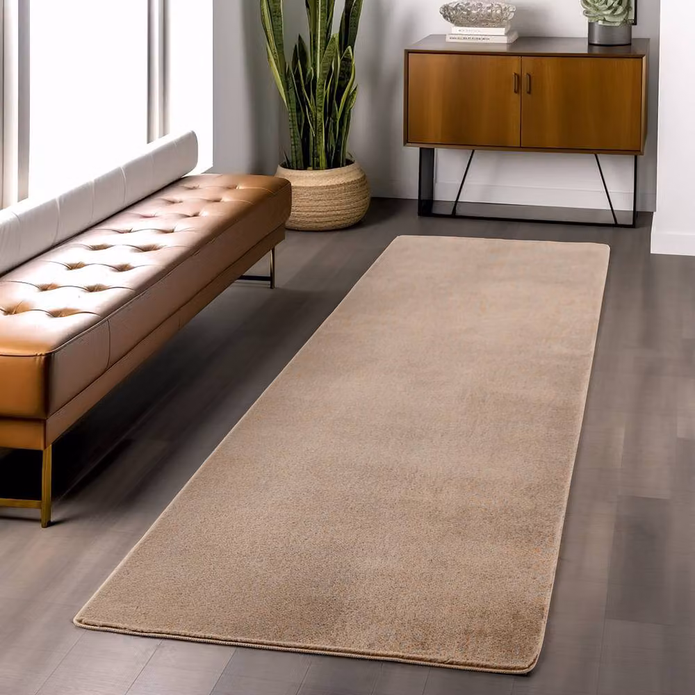 Desire Rugs Snuggly Washable Low Pile Area Rug with Anti-Slip Felt Backing, Beige, W: 100 cm, D: 60 cm – 2