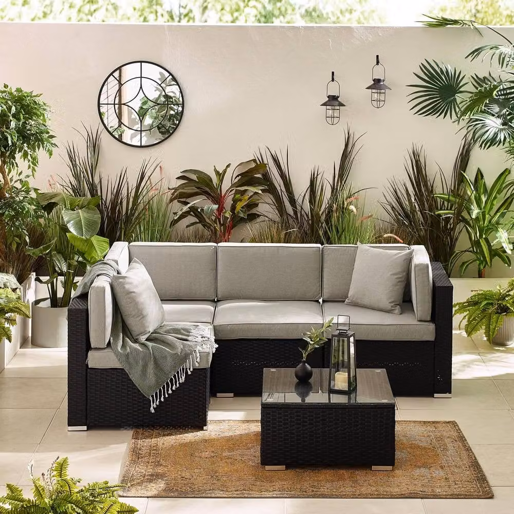 FurnitureboxUK Orlando 4 Seat Modular Outdoor Garden Rattan Sofa in Black – 2