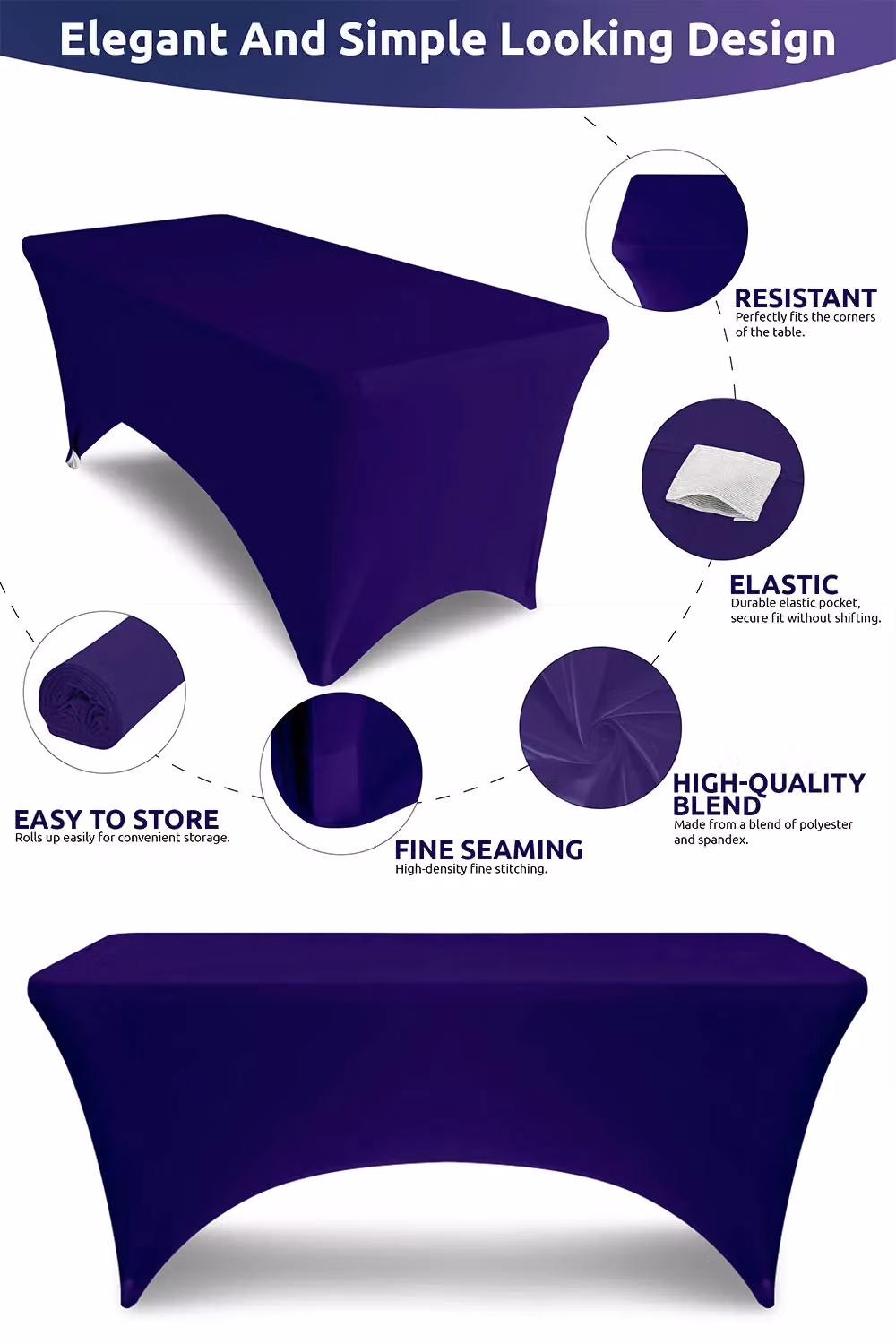 Neel Blue Elastic Spandex Rectangular Patio Tablecloth in Purple and Blue – 1