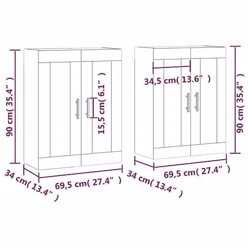 vidaXL Set of 2 Wall Mounted Cabinets in Brown Oak – 2