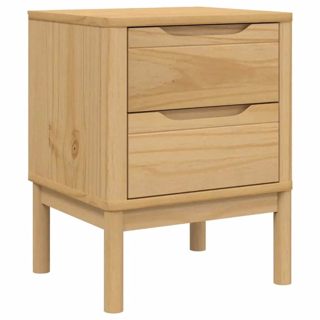 Berkfield Home FLORO Bedside Cabinet in Wax Brown Solid Pine Wood, W/D/H: 45 x 39 x 57 cm – 1