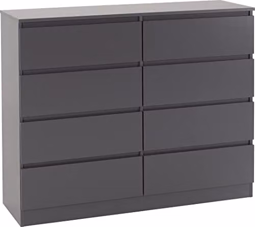 Seconique Malvern 8 Drawer Chest in Grey, H 122 cm x W 40 cm x D 40 cm – 1