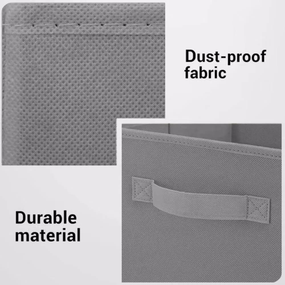 FLAVORA 4-Piece Fabric Cube Storage Box Organiser Set in Grey, W/D/H: 27 x 27 x 28 cm – 6