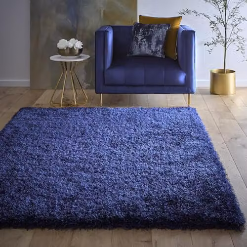 Phoenox Textiles Limited Origins Chicago Indigo Hand Tufted Blue Polyester Rug, W: 90 cm, D: 150 cm – 5