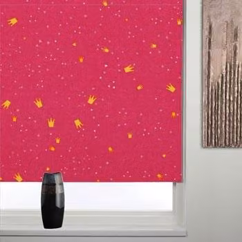 Terrys Thermal Patterned Blackout Roller Blind with Cord in Pink and Orange