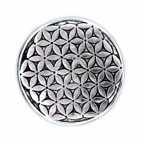 KDMD Polished Aluminium Flower of Life Incense Holder in Silver, 11 cm