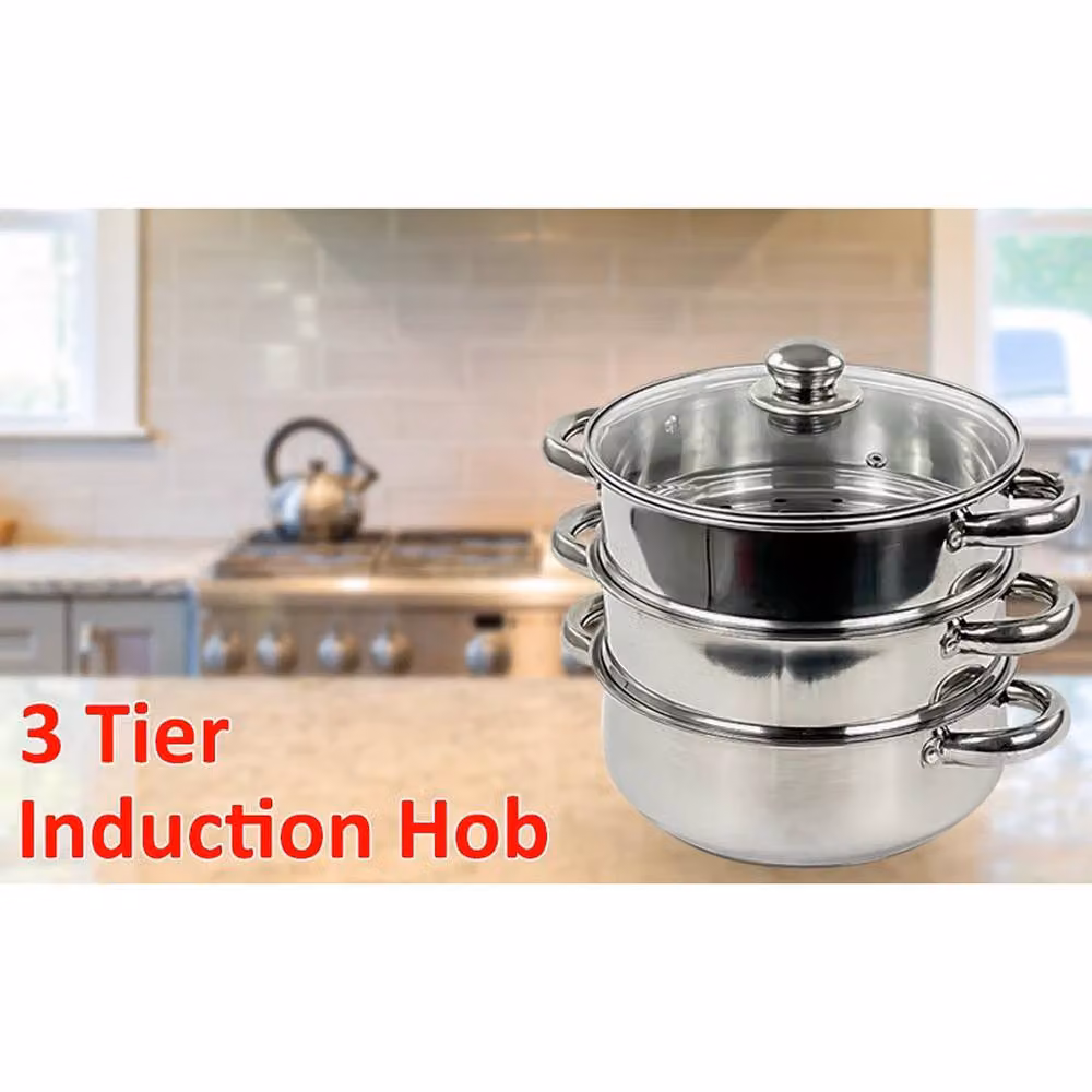 Flavora 3 Tier Stainless Steel Induction Hob Steamer Pot in Silver – 2